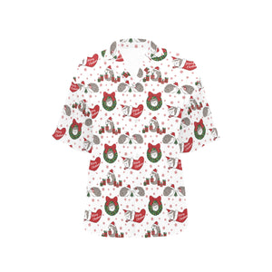 Hedgehog Pattern Print Design 05 Women's All Over Print Hawaiian Shirt