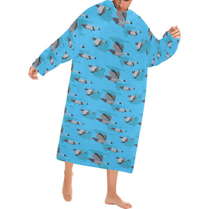 Pigeon Pattern Print Design 05 Blanket Robe with Sleeves