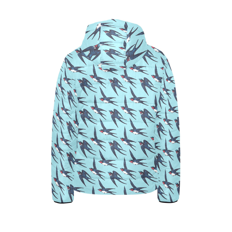 Swallow Pattern Print Design 01 Kids' Boys' Girls' Padded Hooded Jacket