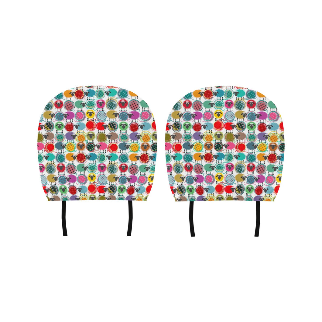 Colorful Sheep Pattern Car Headrest Cover