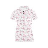 Eiffel Tower Pink Theme Pattern Print Design 05 Women's All Over Print Polo Shirt