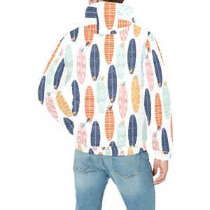 Surfboard Pattern Print Design 04 Men's Padded Hooded Jacket(ModelH42)