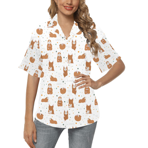 Guinea Pig Pattern Print Design 01 Women's All Over Print Hawaiian Shirt