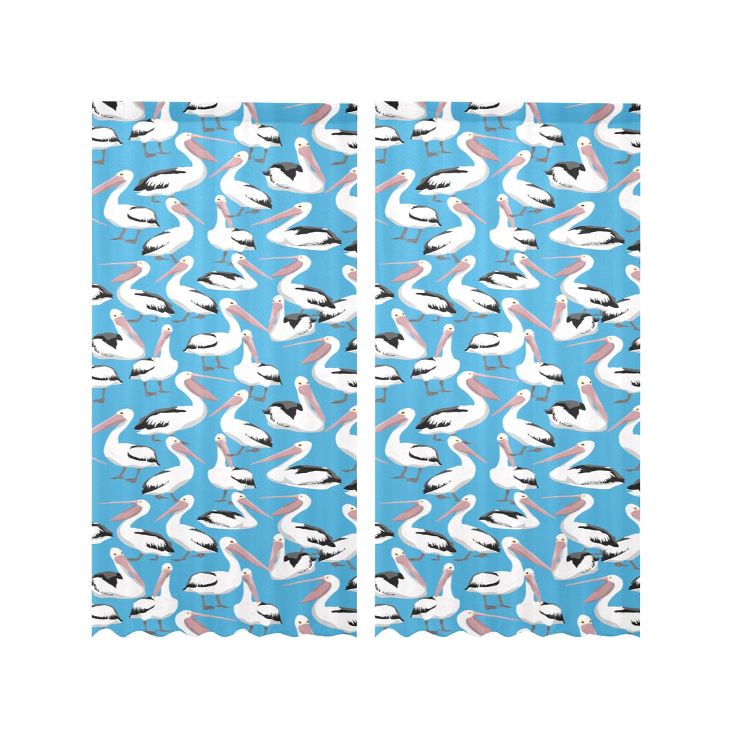Pelican Pattern Print Design 04 Gauze Curtain