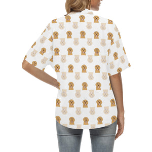 Golden Retriever Pattern Print Design 03 Women's All Over Print Hawaiian Shirt