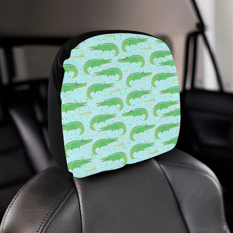 Crocodile Pattern Blue background Car Headrest Cover