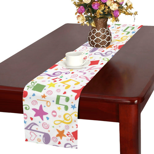 Music Notes Pattern Print Design 04 Table Runner