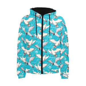 Seagull Pattern Print Design 03 Men's Padded Hooded Jacket(ModelH42)