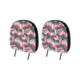 Zebra Red Hibiscus Pattern Car Headrest Cover