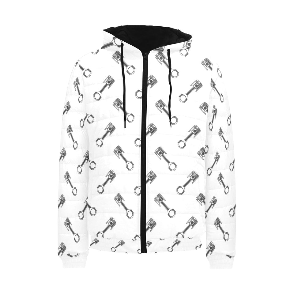 Engine Piston Pattern Print Design 02 Men's Padded Hooded Jacket(ModelH42)