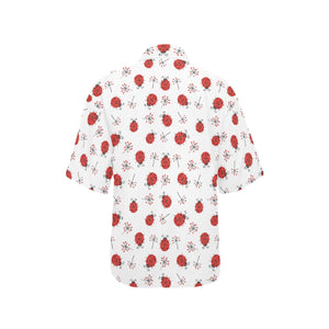 Ladybug Pattern Print Design 04 Women's All Over Print Hawaiian Shirt