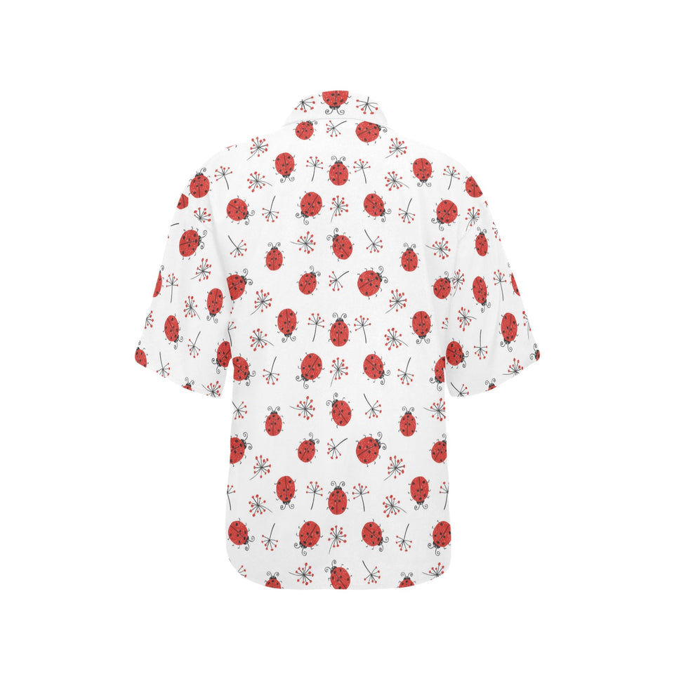 Ladybug Pattern Print Design 04 Women's All Over Print Hawaiian Shirt