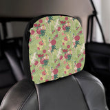 Japanese Crane Green Theme Pattern Car Headrest Cover