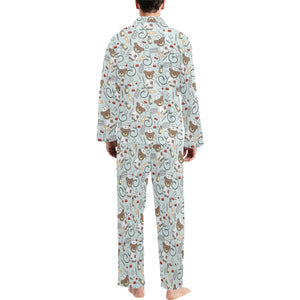 Teddy Bear Pattern Print Design 02 Men's Long Pajama Set