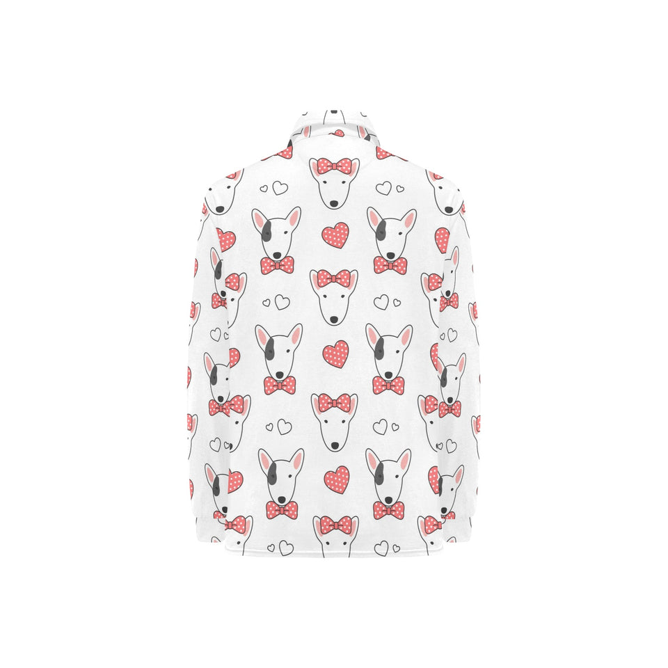 Bull Terrier Pattern Print Design 04 Women's Long Sleeve Polo Shirt