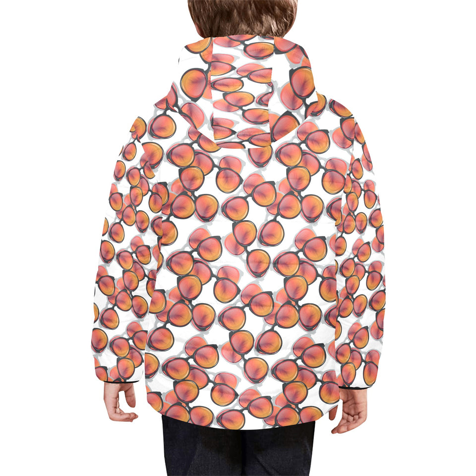 Sun Glasses Pattern Print Design 01 Kids' Boys' Girls' Padded Hooded Jacket