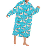 Seagull Pattern Print Design 02 Blanket Robe with Sleeves