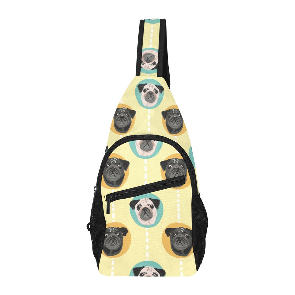 Pug Head Pattern All Over Print Chest Bag