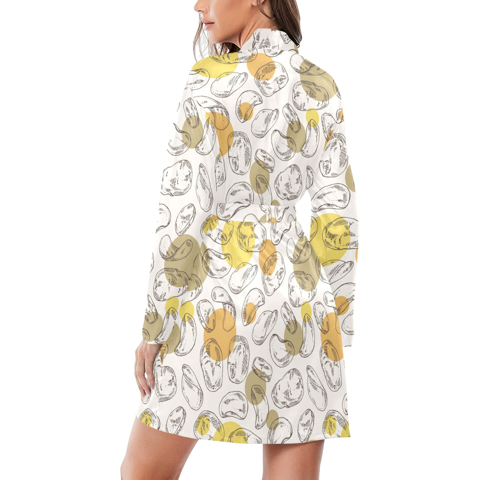 Potato Chips Pattern Print Design 02 Women's Long Sleeve Belted Night Robe