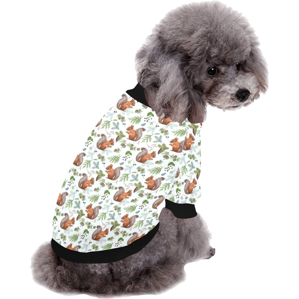 Squirrel Pattern Print Design 02 All Over Print Pet Dog Round Neck Fuzzy Shirt