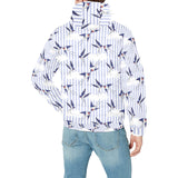 Swallow Pattern Print Design 03 Men's Padded Hooded Jacket(ModelH42)