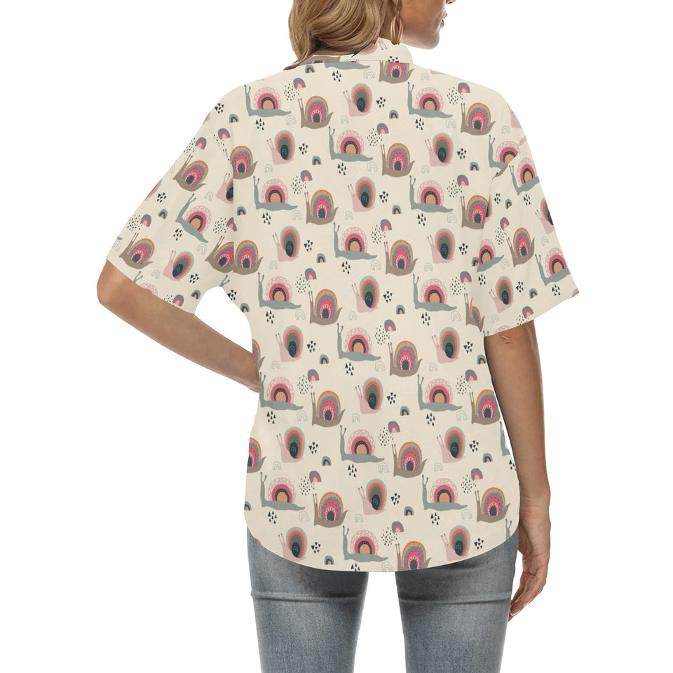 Snail Pattern Print Design 04 Women's All Over Print Hawaiian Shirt