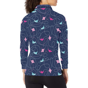 Stingray Pattern Print Design 05 Women's Long Sleeve Polo Shirt