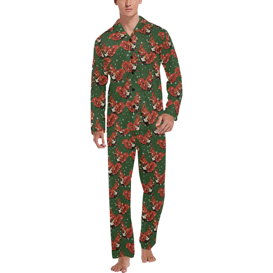 Squirrel Pattern Print Design 03 Men's Long Pajama Set