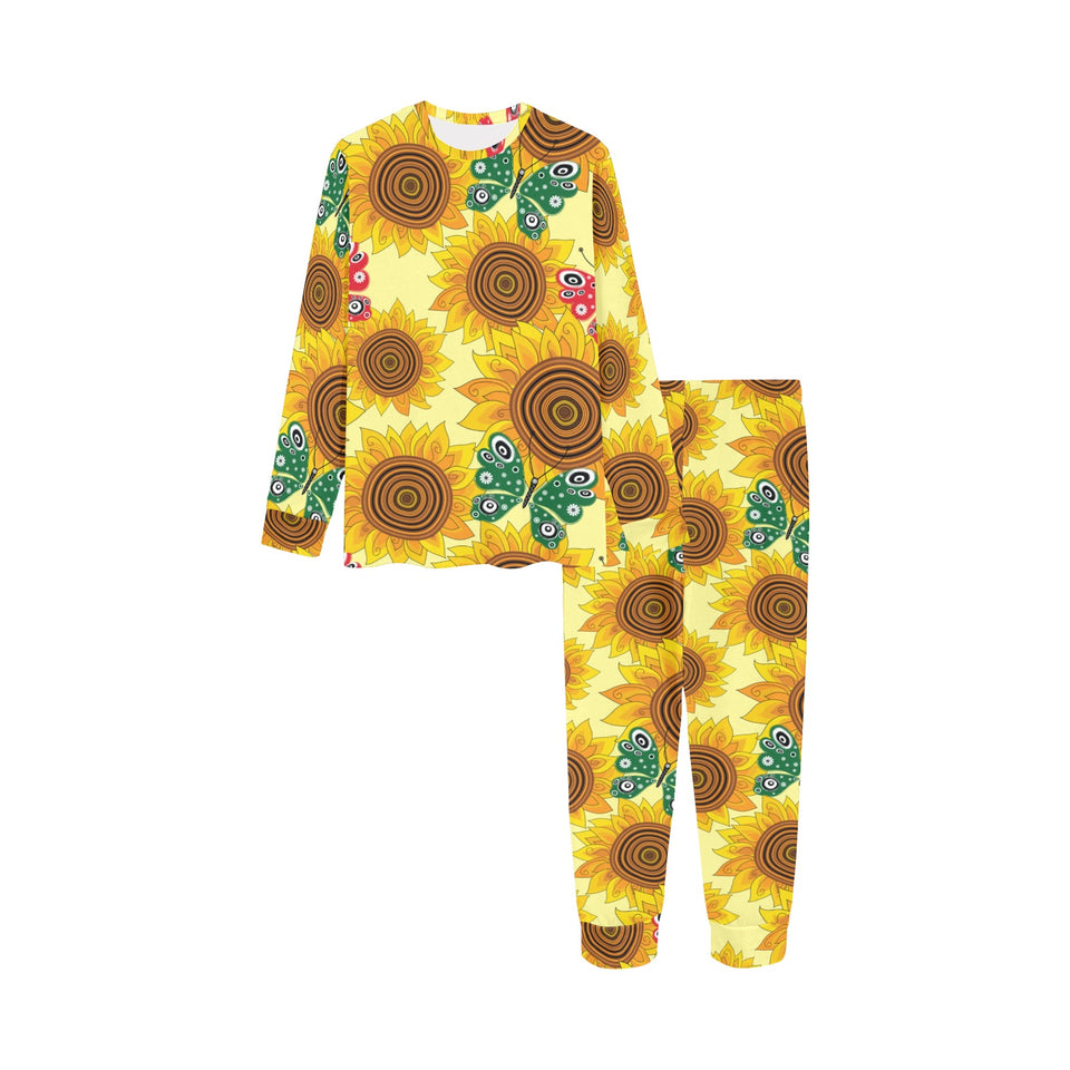 Sunflower Butterfly Pattern Kids' Boys' Girls' All Over Print Pajama Set