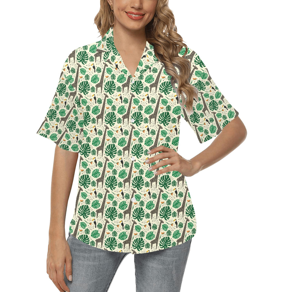 Giraffe Pattern Print Design 02 Women's All Over Print Hawaiian Shirt