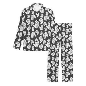 English Bulldog Pattern Print Design 02 Men's Long Pajama Set