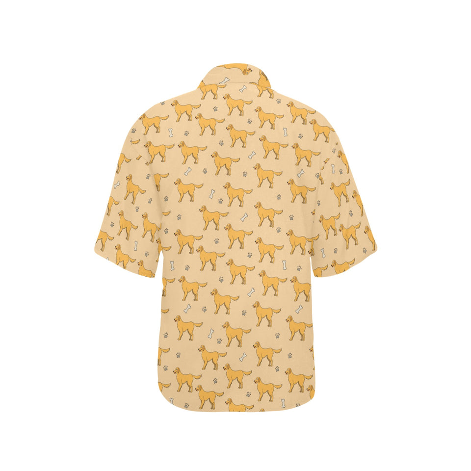 Golden Retriever Pattern Print Design 04 Women's All Over Print Hawaiian Shirt