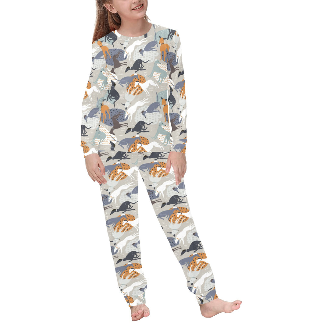 Greyhound Pattern Print Design 04 Kids' Boys' Girls' All Over Print Pajama Set