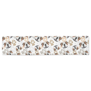 English Bulldog Pattern Print Design 01 Table Runner