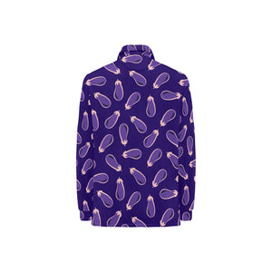 Eggplant Pattern Print Design 02 Women's Long Sleeve Polo Shirt