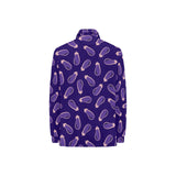 Eggplant Pattern Print Design 02 Women's Long Sleeve Polo Shirt