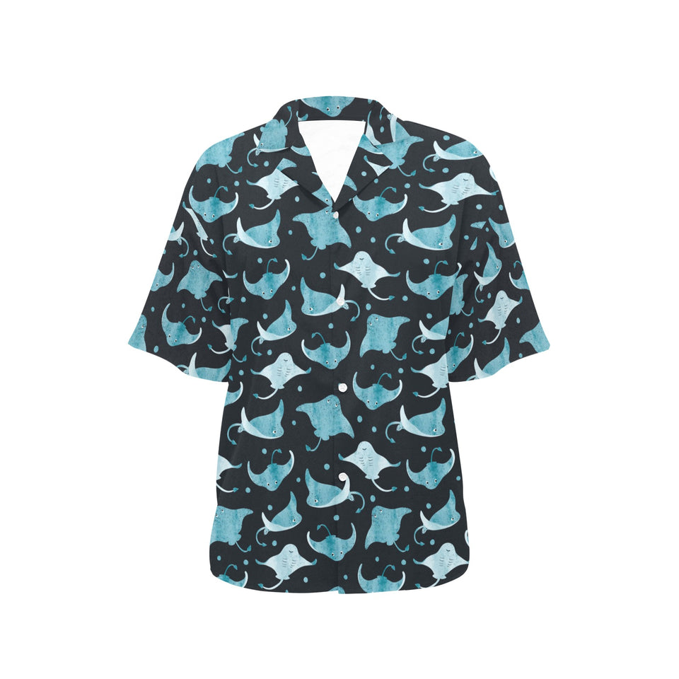 Stingray Pattern Print Design 04 Women's All Over Print Hawaiian Shirt