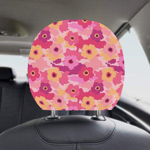 Pink Camo Camouflage Flower Pattern Car Headrest Cover