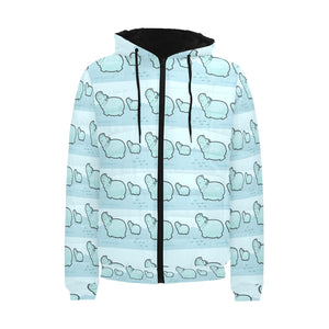 Hippopotamus Pattern Print Design 02 Men's Padded Hooded Jacket(ModelH42)