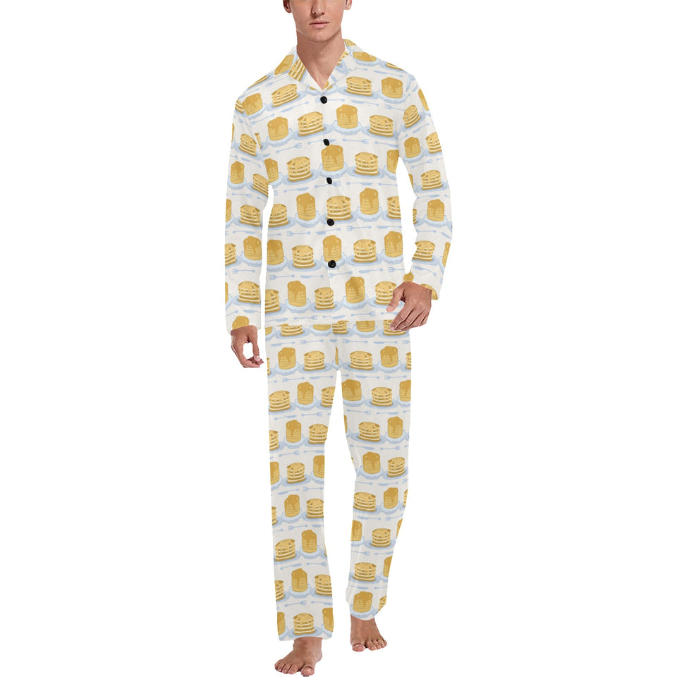 Pancake Pattern Print Design 01 Men's Long Pajama Set