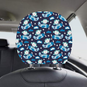 Monkey in Airplane Pattern Car Headrest Cover