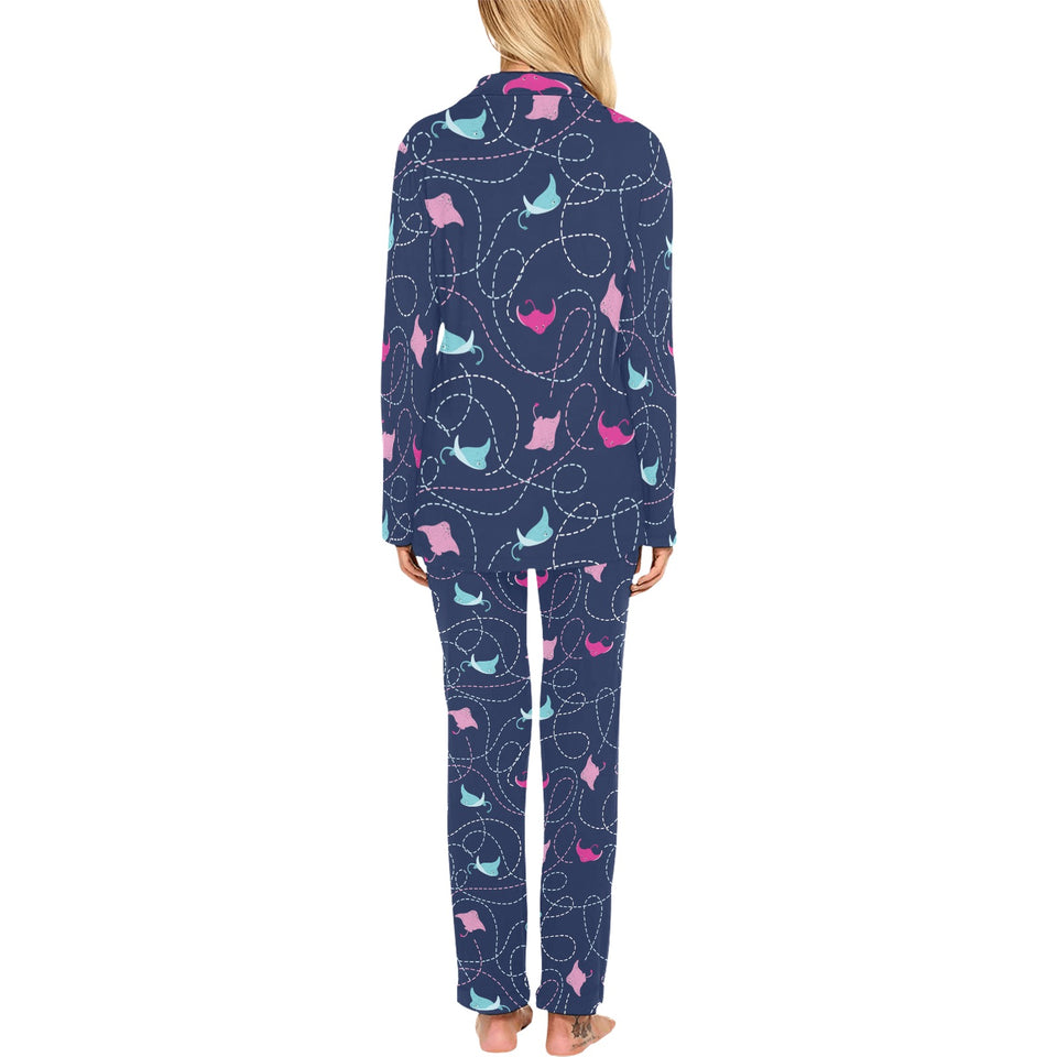 Stingray Pattern Print Design 05 Women's Long Pajama Set