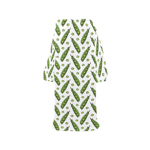 Green Peas Pattern Print Design 03 Blanket Robe with Sleeves