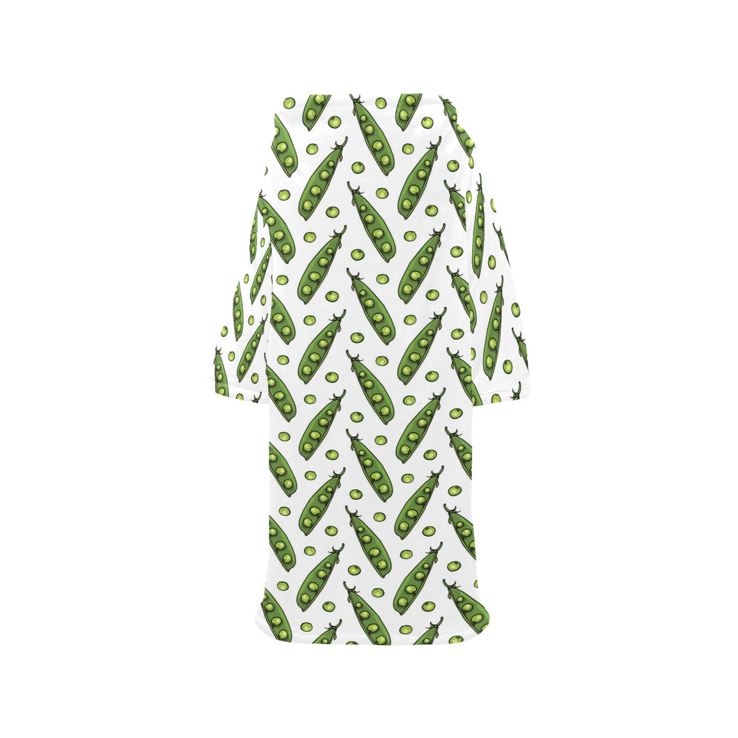 Green Peas Pattern Print Design 03 Blanket Robe with Sleeves