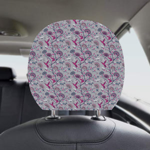 Hummingbird Pattern Print Design 04 Car Headrest Cover