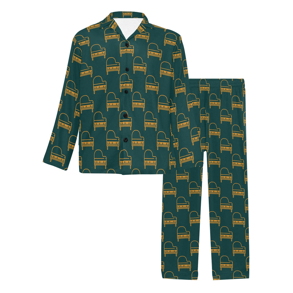 Piano Pattern Print Design 03 Men's Long Pajama Set