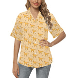 Golden Retriever Pattern Print Design 04 Women's All Over Print Hawaiian Shirt