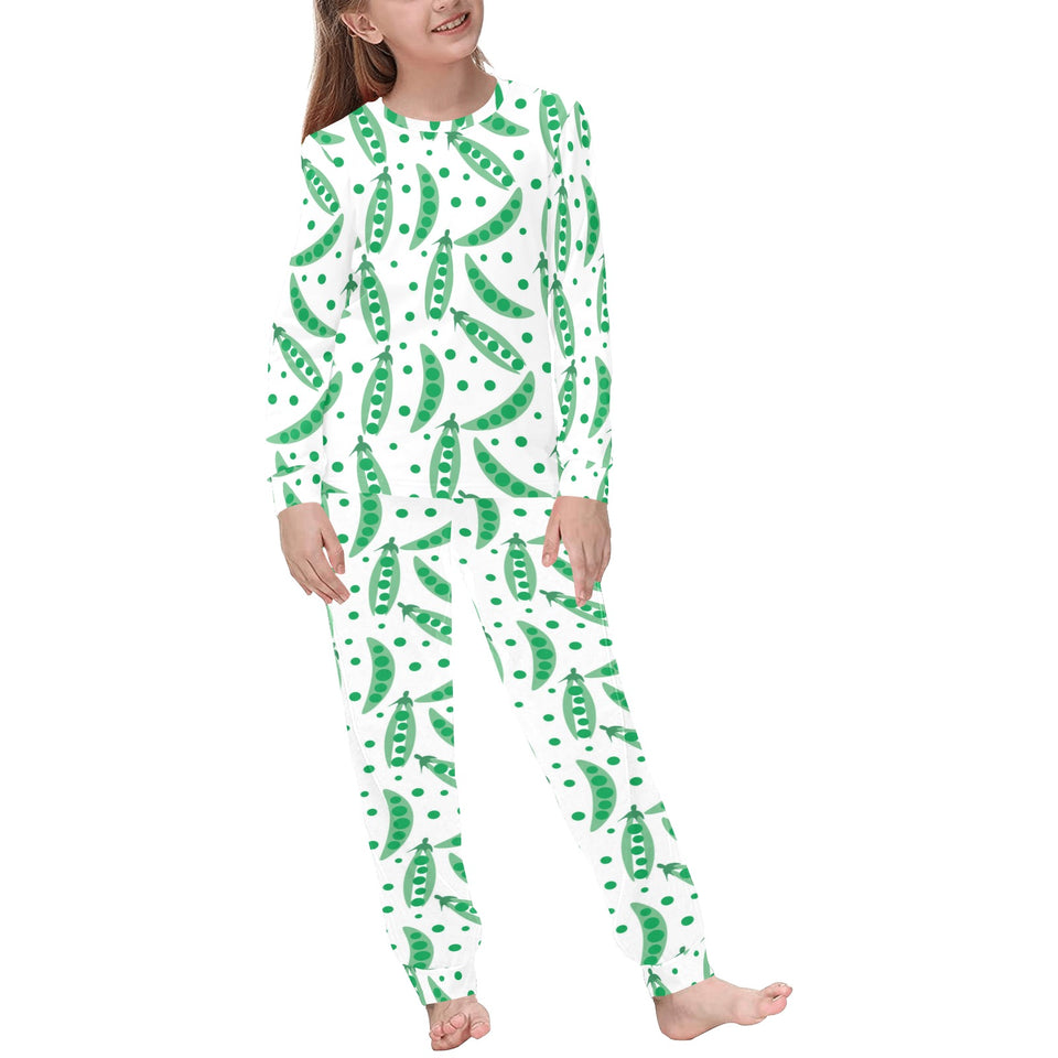 Green Peas Pattern Print Design 01 Kids' Boys' Girls' All Over Print Pajama Set