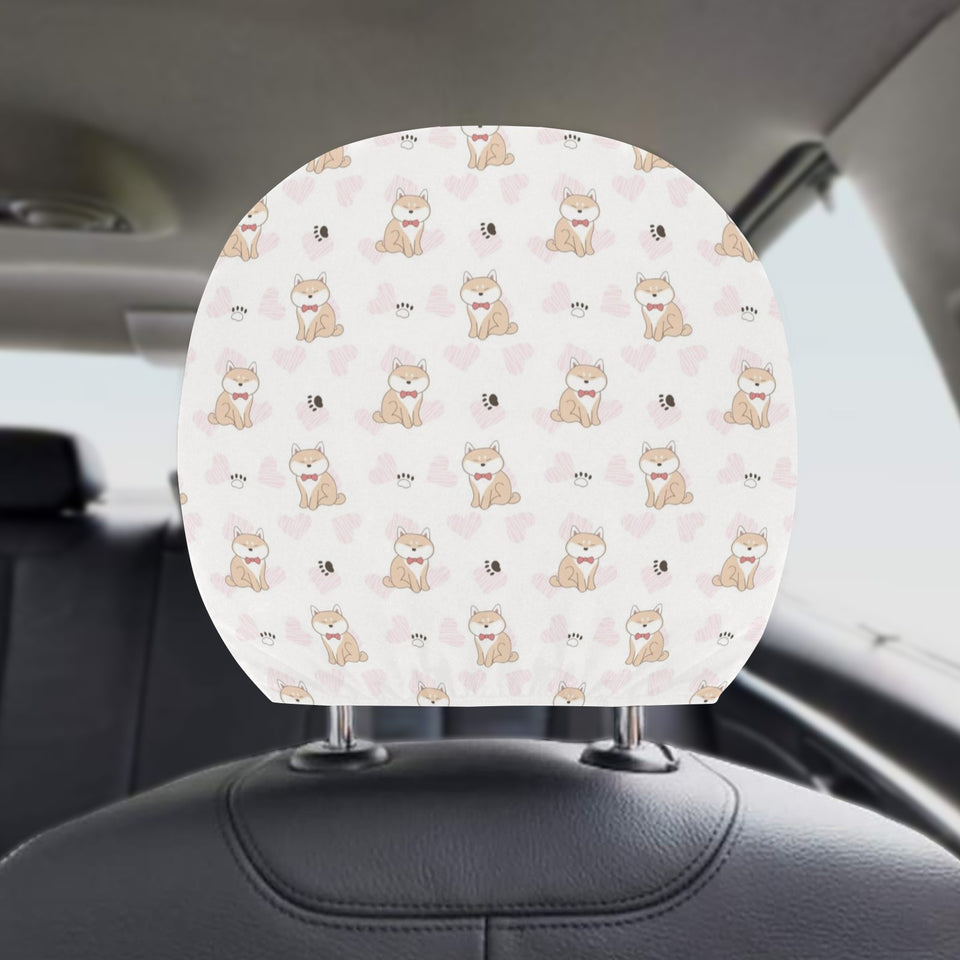 Cute Shiba Inu Heart Pattern Car Headrest Cover