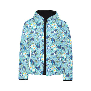 Swallow Pattern Print Design 05 Kids' Boys' Girls' Padded Hooded Jacket